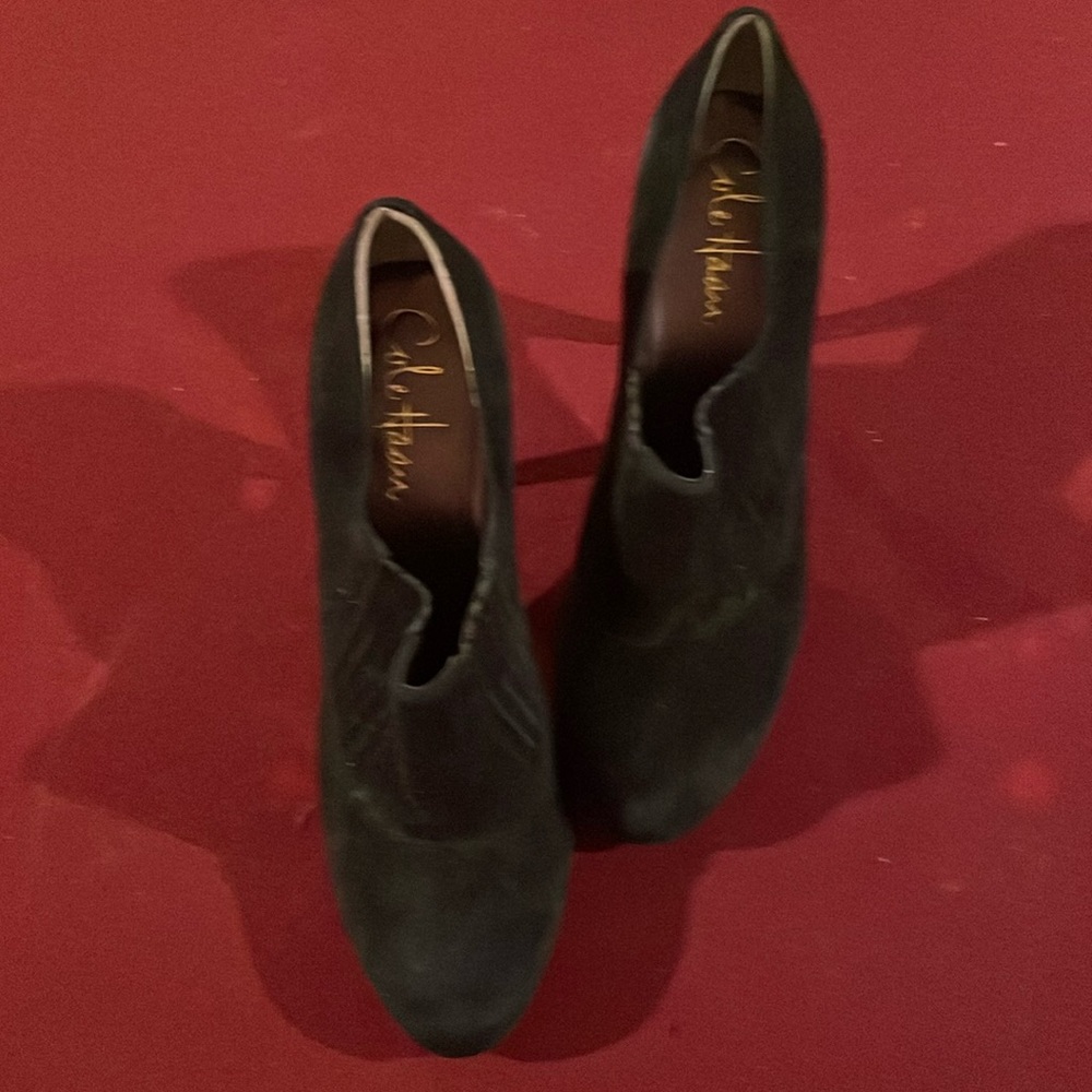 Cole Haan Nike Air Talia Gore 6M Black Suede Boot 3 1/2” Heel NWOB